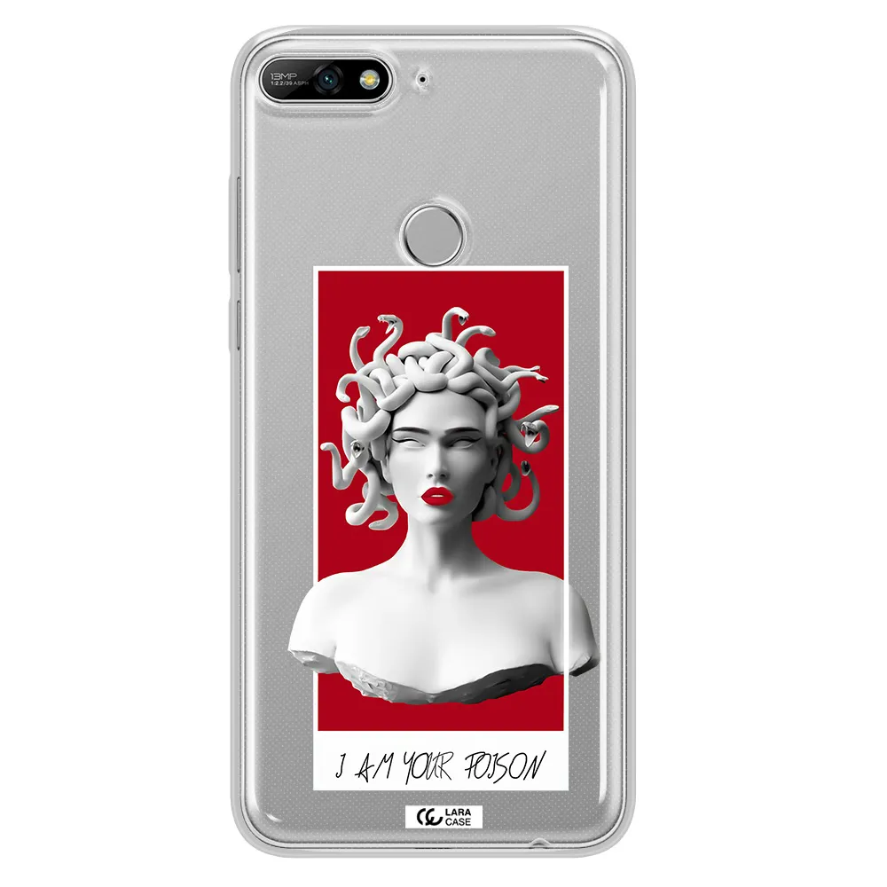 a statue of a woman with snakes on her head Huawei Y7 2018 Clear TPU Case