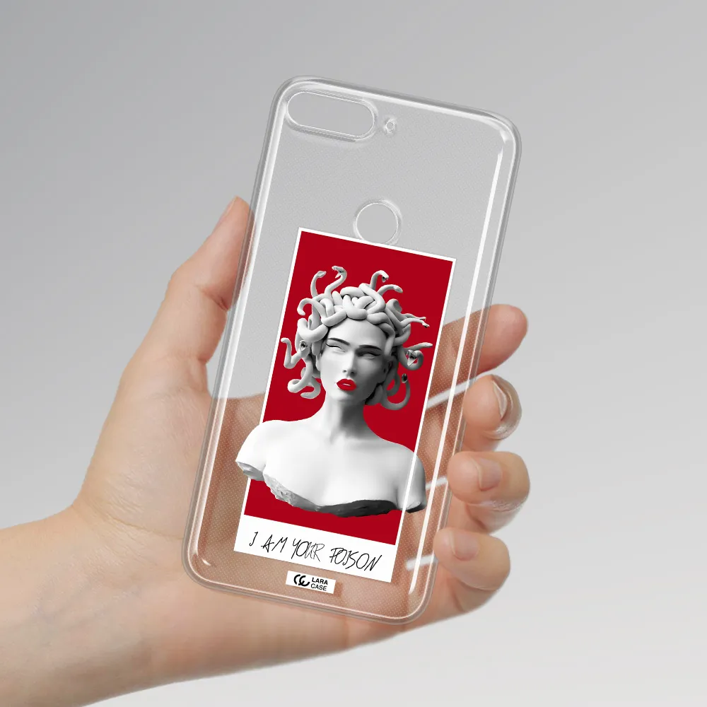 a statue of a woman with snakes on her head Huawei Y7 2018 Clear TPU Case