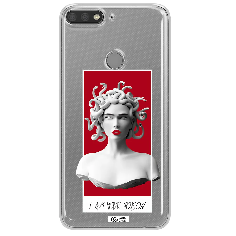 a statue of a woman with snakes on her head Huawei Y7 Prime 2018 Clear TPU Case