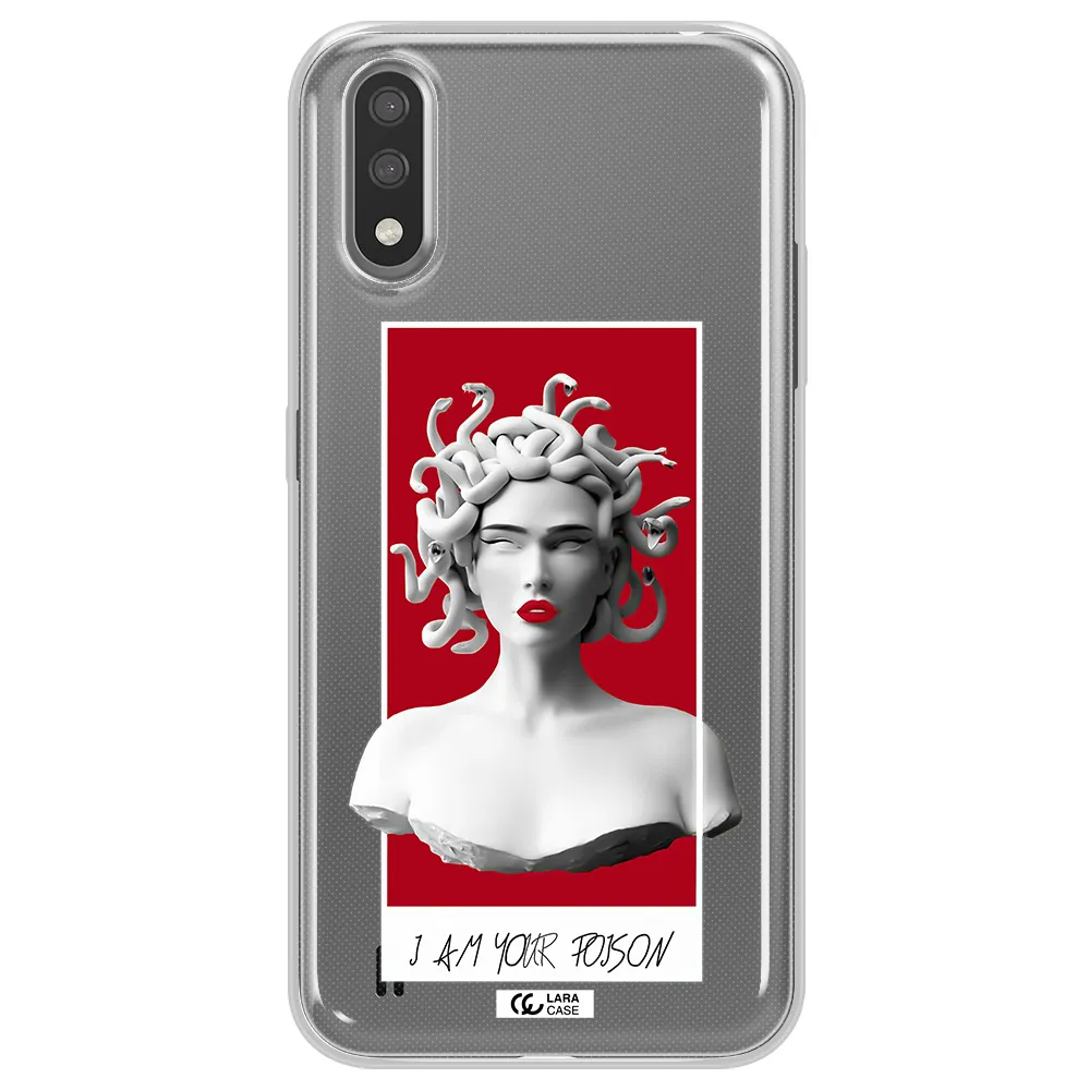 a statue of a woman with snakes on her head Samsung A01 Clear TPU Case