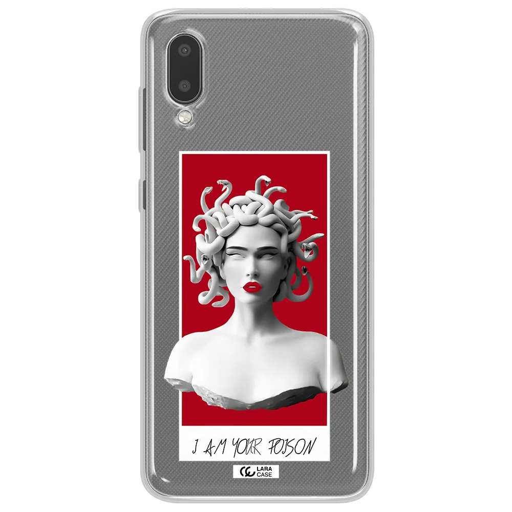a statue of a woman with snakes on her head Samsung A02 Clear TPU Case