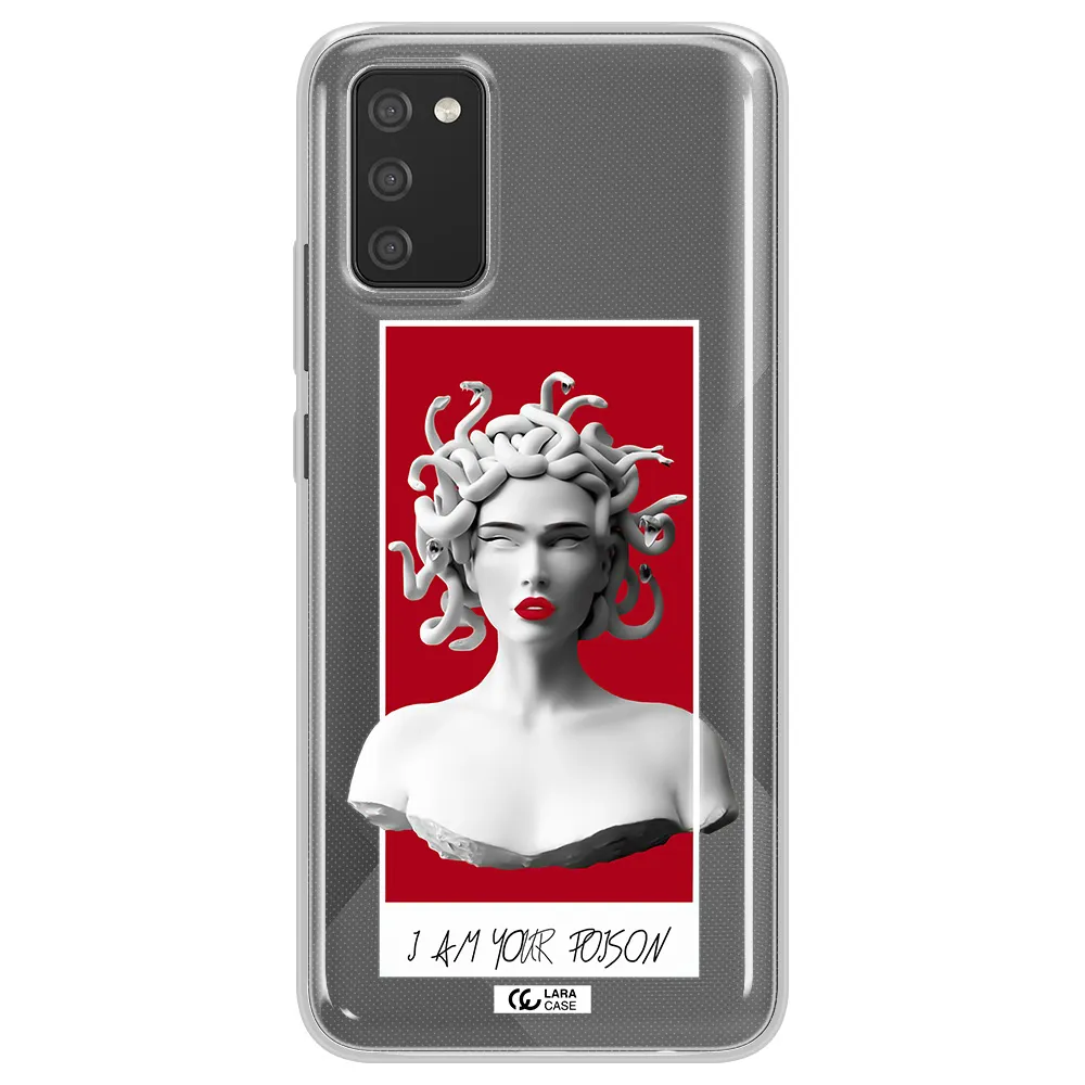 a statue of a woman with snakes on her head Samsung A02S Clear TPU Case
