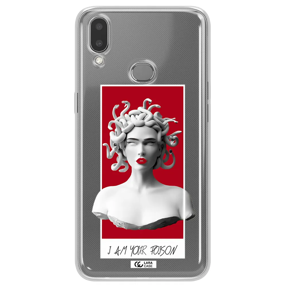 a statue of a woman with snakes on her head Samsung A10S Clear TPU Case