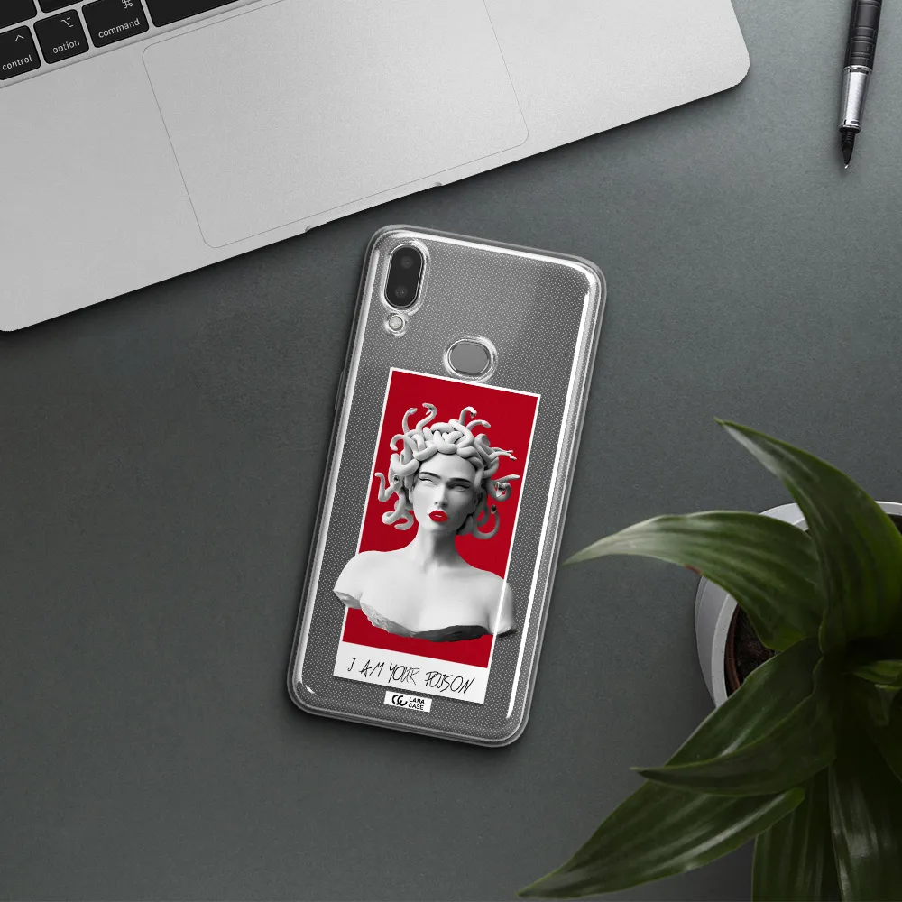 a statue of a woman with snakes on her head Samsung A10S Clear TPU Case