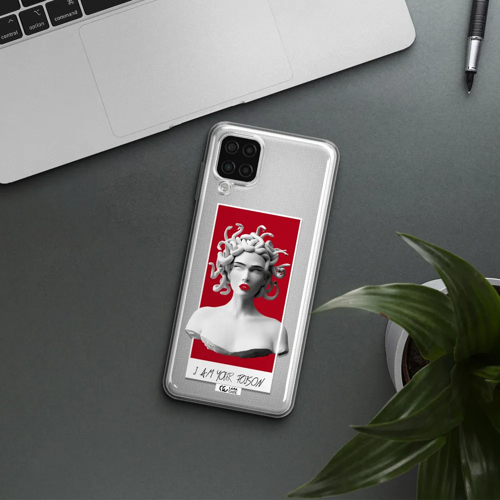 a statue of a woman with snakes on her head Samsung A12 4g Clear TPU Case