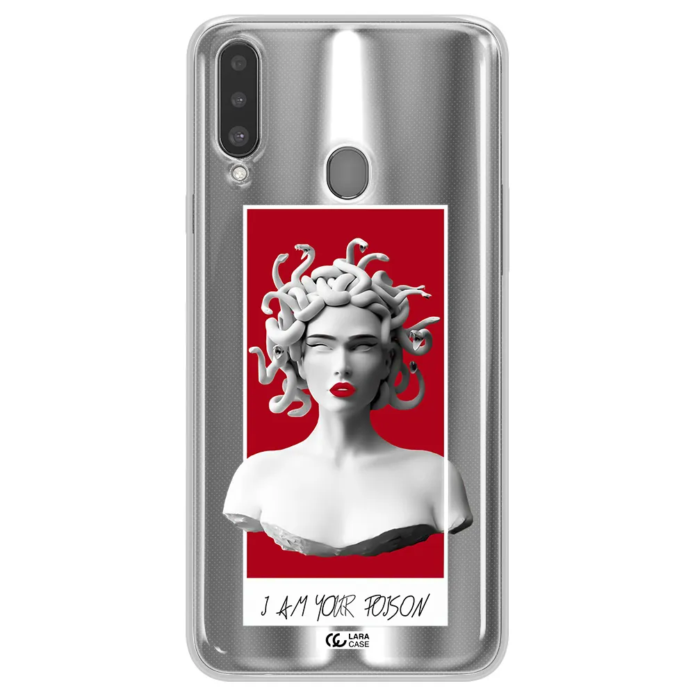 a statue of a woman with snakes on her head Samsung A20S Clear TPU Case