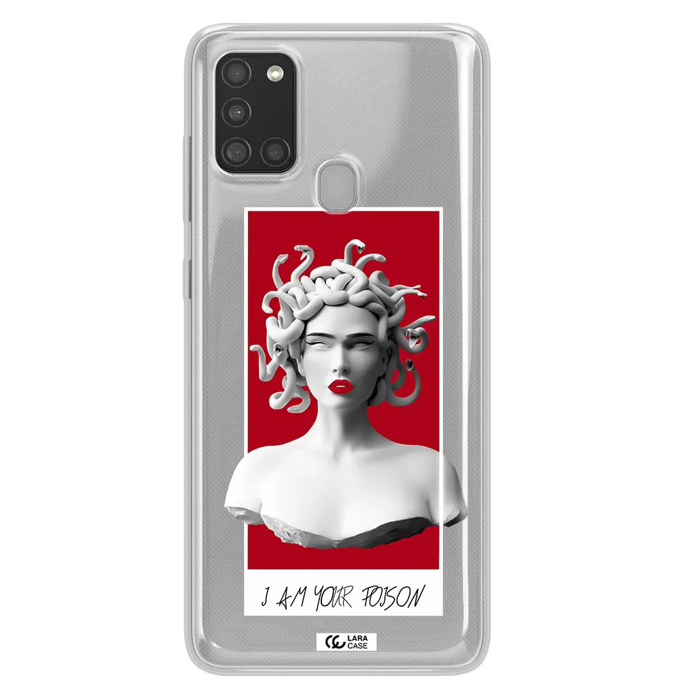 a statue of a woman with snakes on her head Samsung A21S Clear TPU Case
