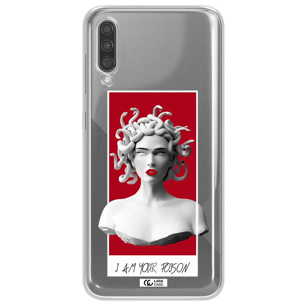 a statue of a woman with snakes on her head Samsung A30S Clear TPU Case