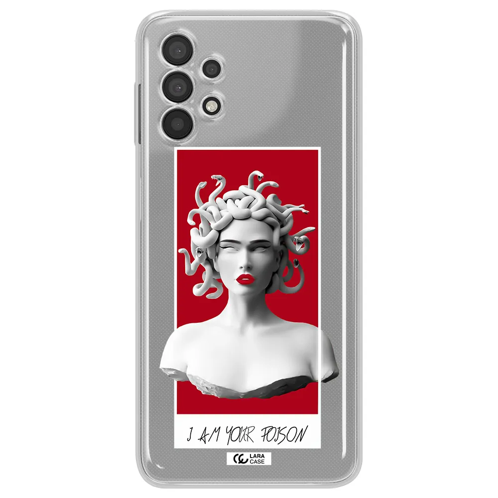 a statue of a woman with snakes on her head Samsung A32 Clear TPU Case