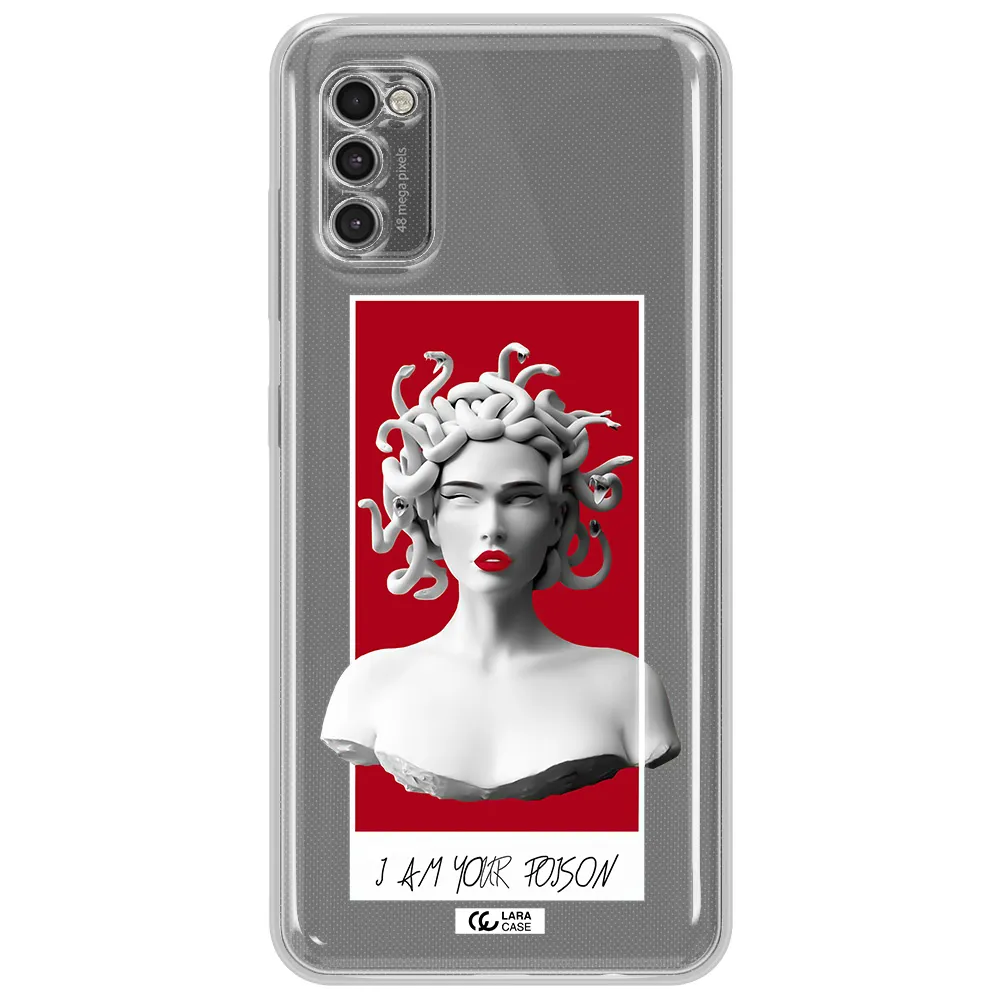 A Statue Of A Woman With Snakes On Her Head Samsung A41 Clear Tpu Case