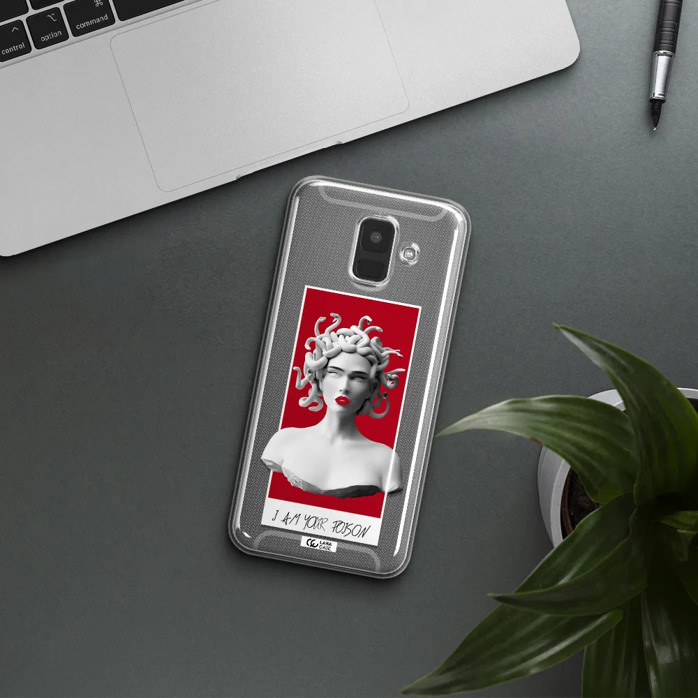 a statue of a woman with snakes on her head Samsung A6 Clear TPU Case