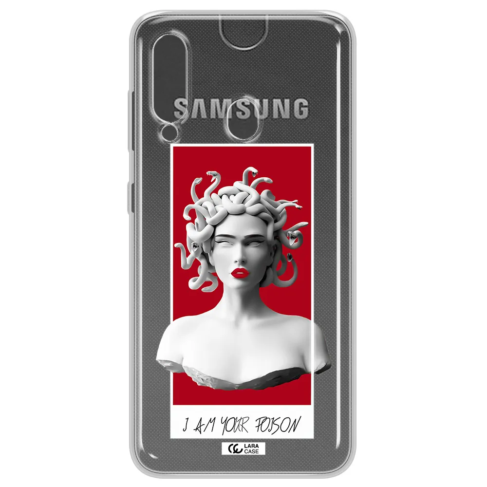 a statue of a woman with snakes on her head Samsung A60 Clear TPU Case