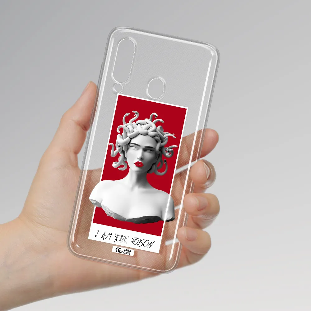 a statue of a woman with snakes on her head Samsung A60 Clear TPU Case