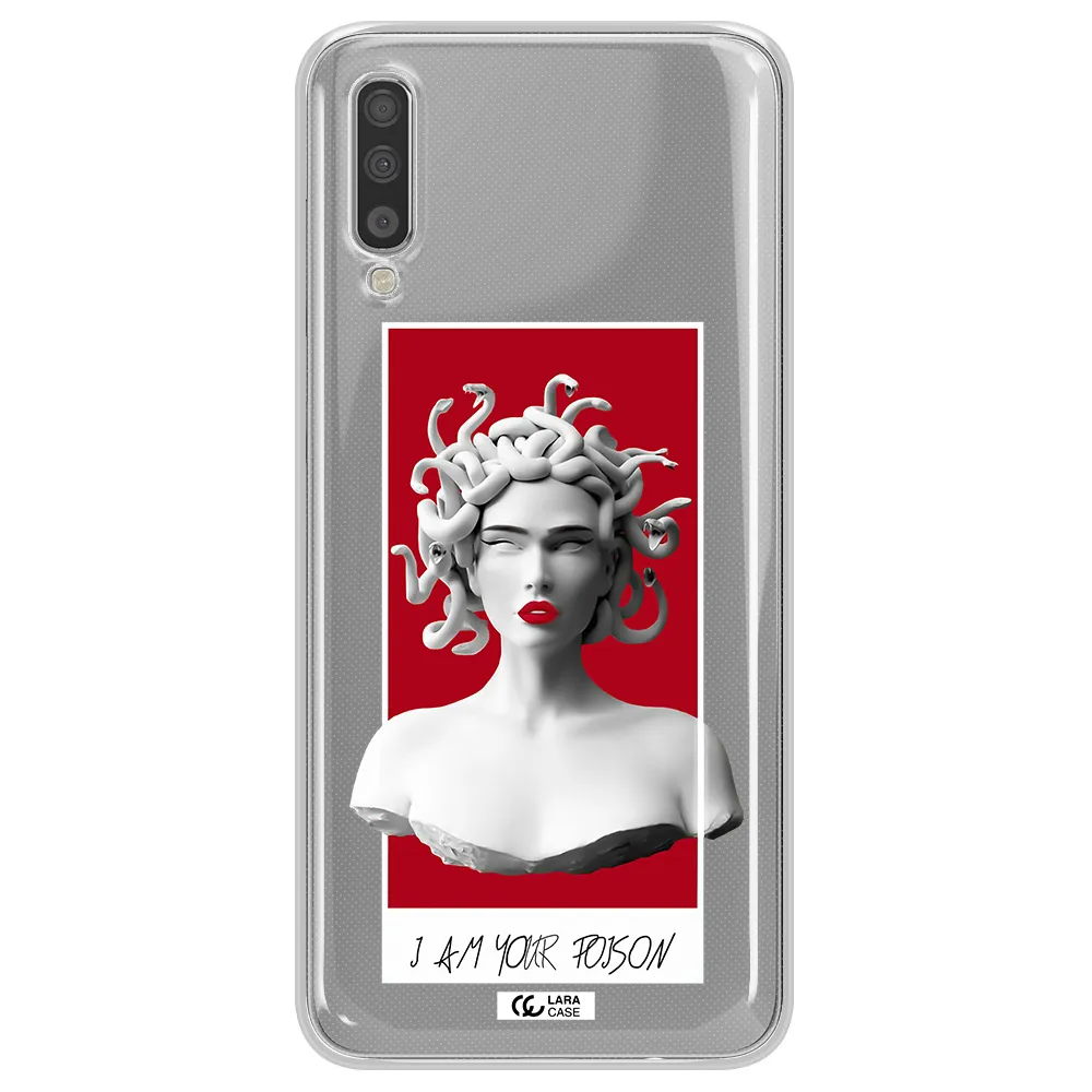 a statue of a woman with snakes on her head Samsung A70 Clear TPU Case