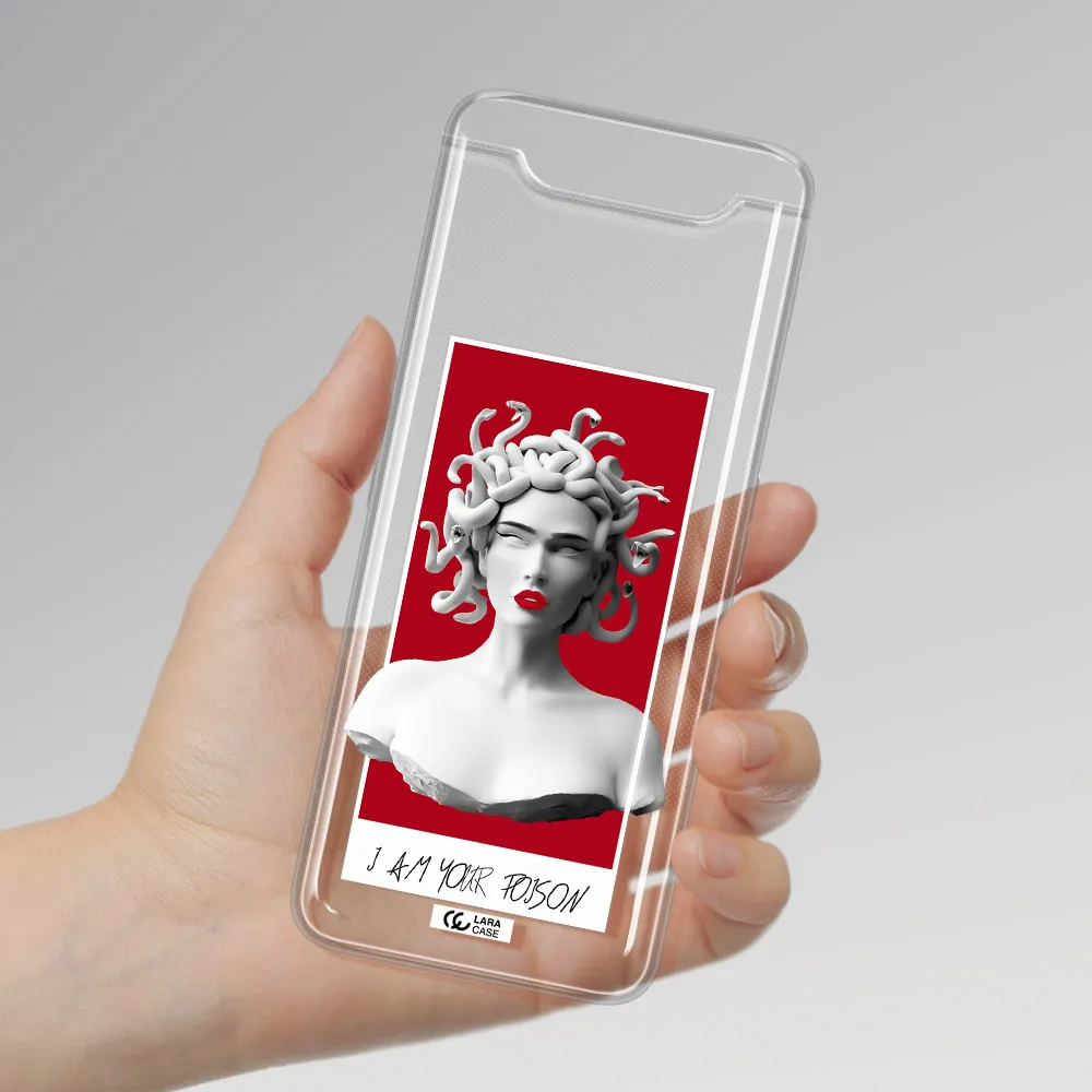 a statue of a woman with snakes on her head Samsung A80 Clear TPU Case