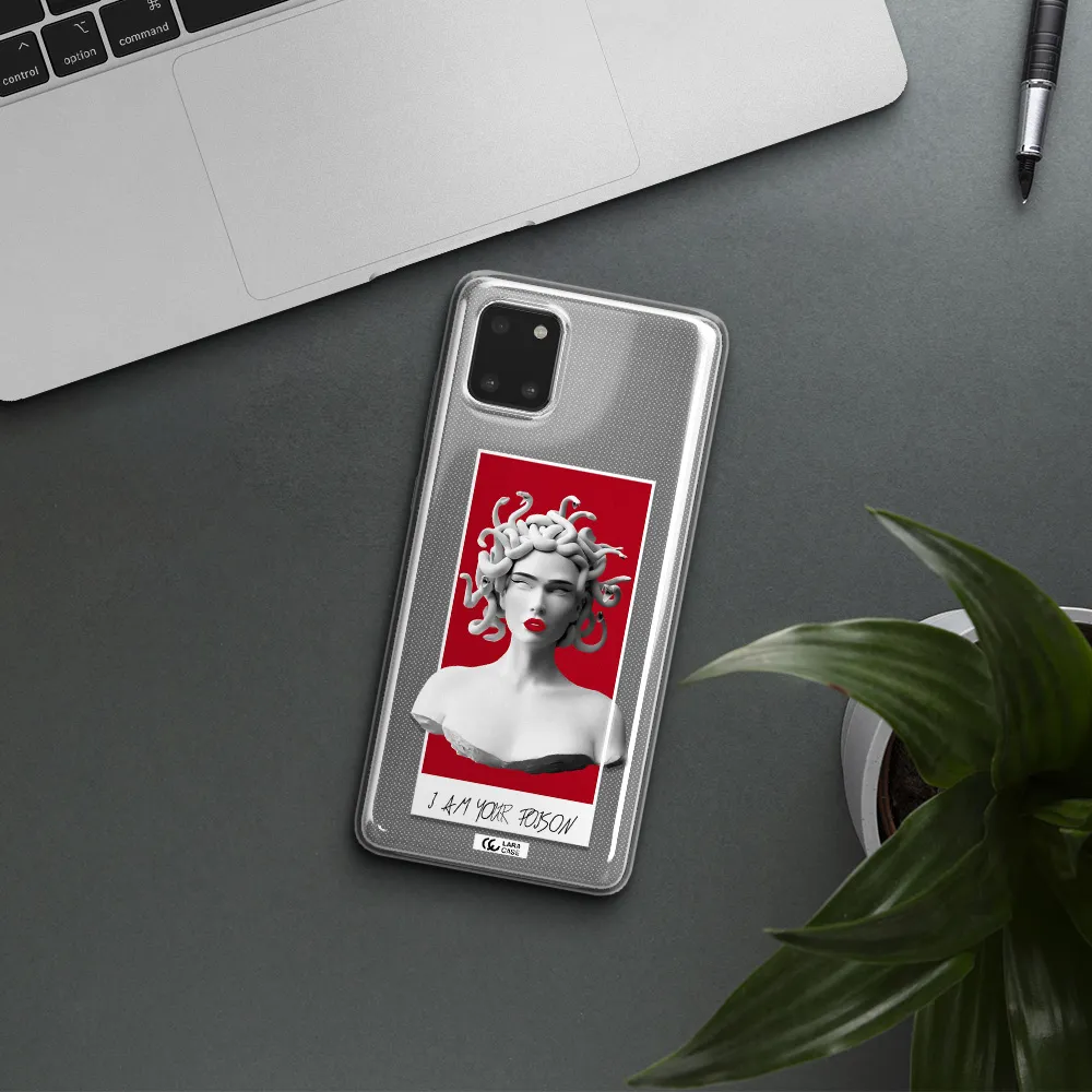 a statue of a woman with snakes on her head Samsung A81 Clear TPU Case
