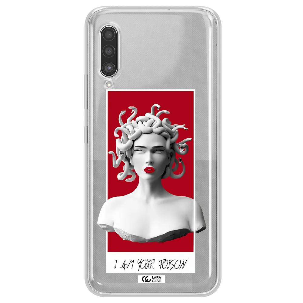 a statue of a woman with snakes on her head Samsung A90 Clear TPU Case