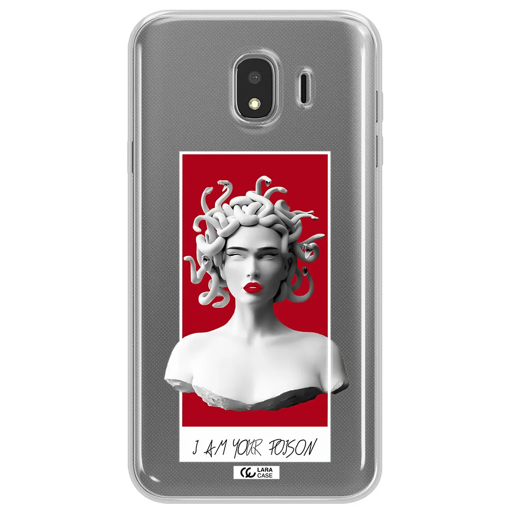 a statue of a woman with snakes on her head Samsung J4 Clear TPU Case