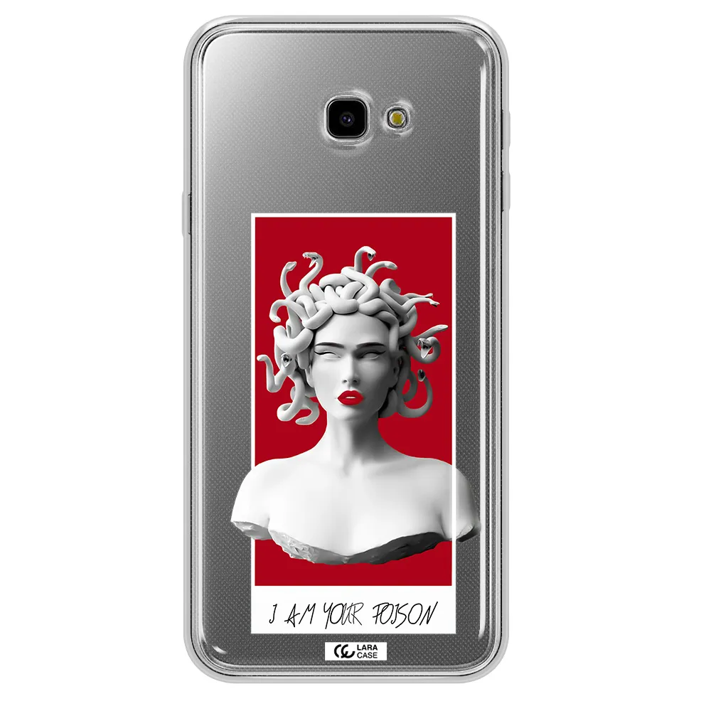 a statue of a woman with snakes on her head Samsung J4 Plus Clear TPU Case