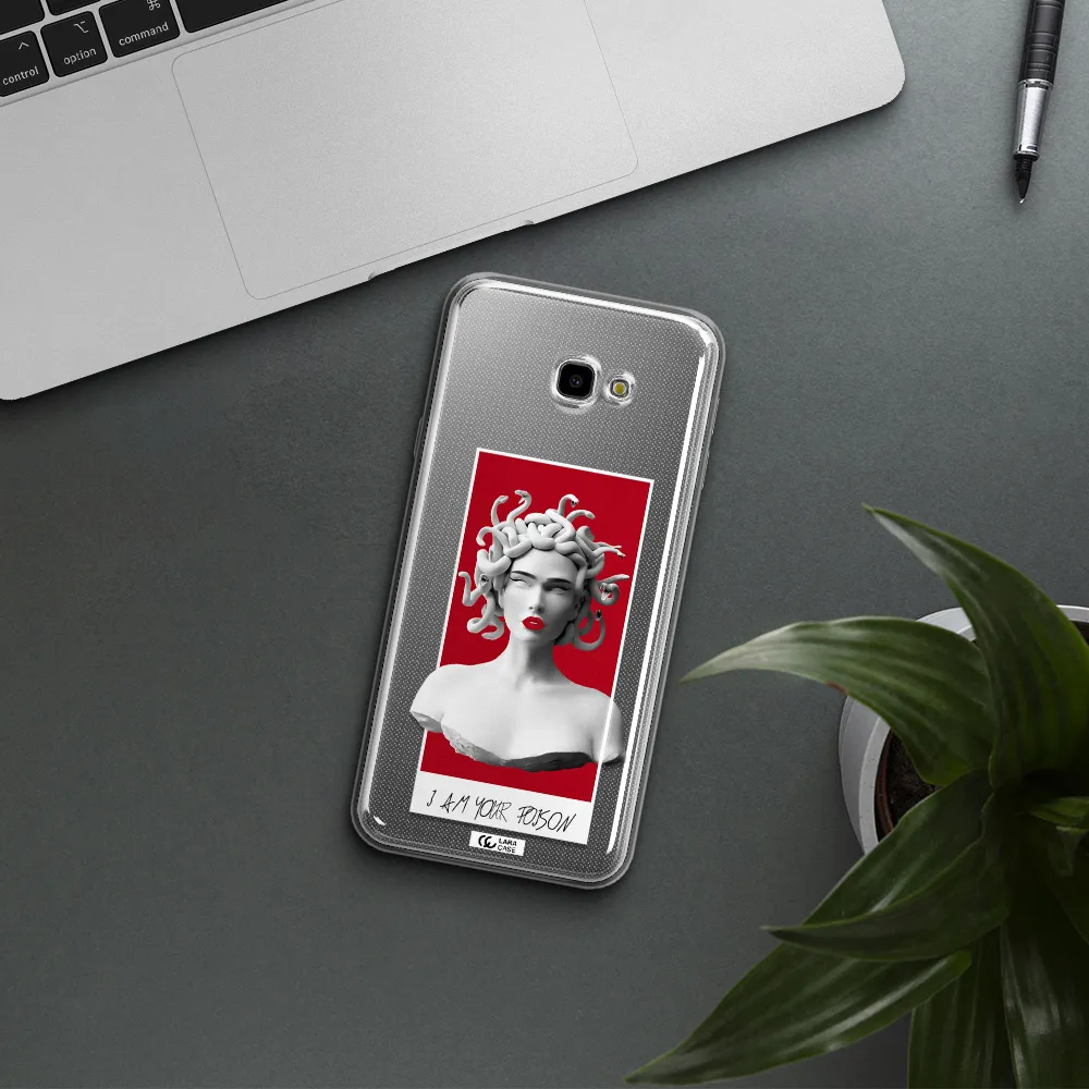 a statue of a woman with snakes on her head Samsung J4 Plus Clear TPU Case
