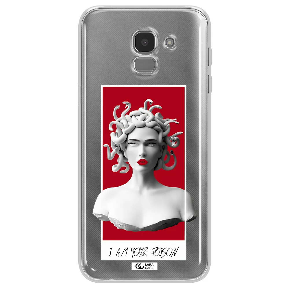 a statue of a woman with snakes on her head Samsung J6 Clear TPU Case