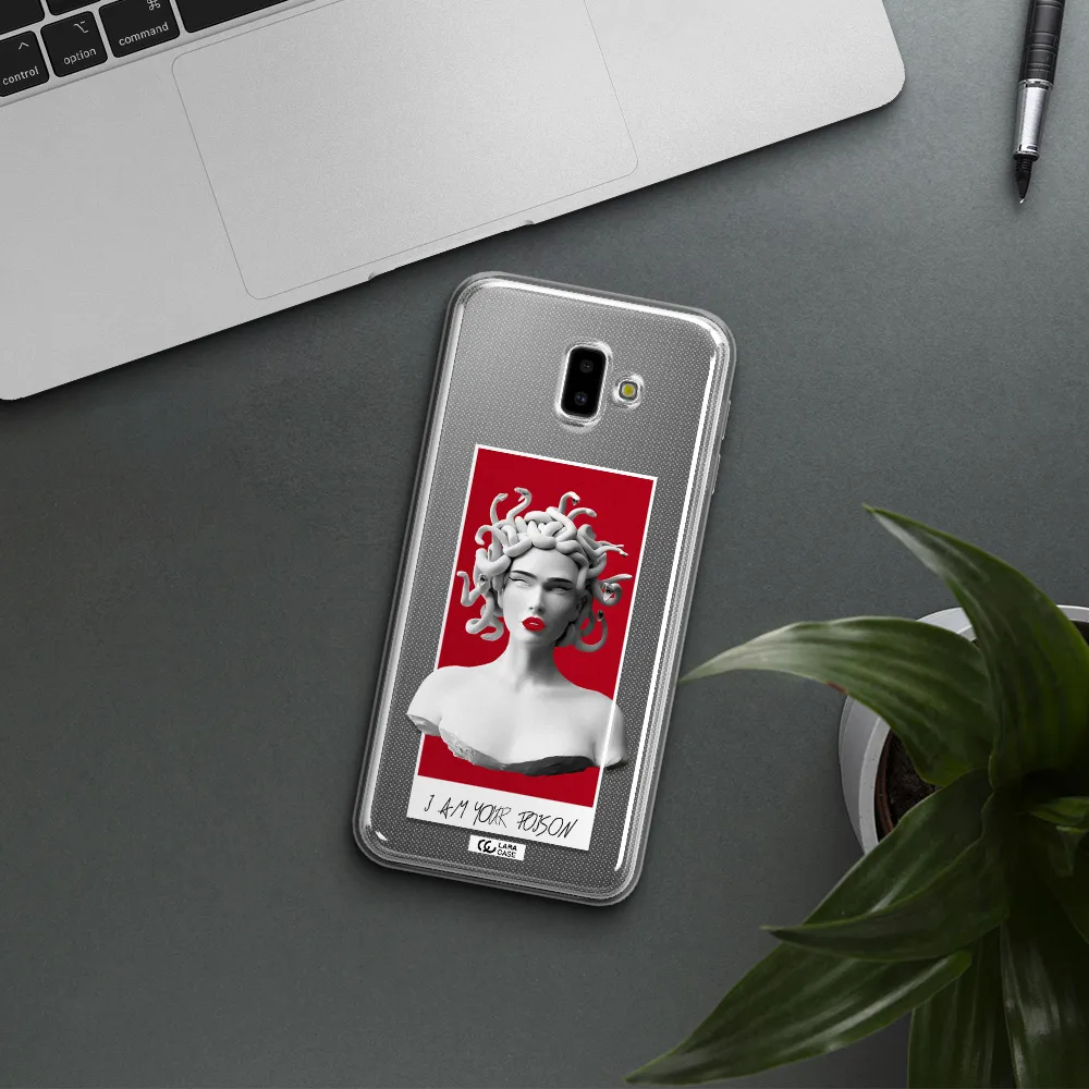 a statue of a woman with snakes on her head Samsung J6 Plus Clear TPU Case