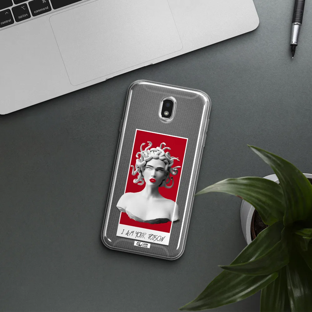 a statue of a woman with snakes on her head Samsung J7 Pro Clear TPU Case