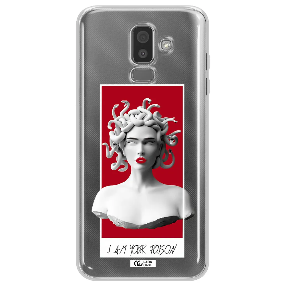 a statue of a woman with snakes on her head Samsung J8 Clear TPU Case