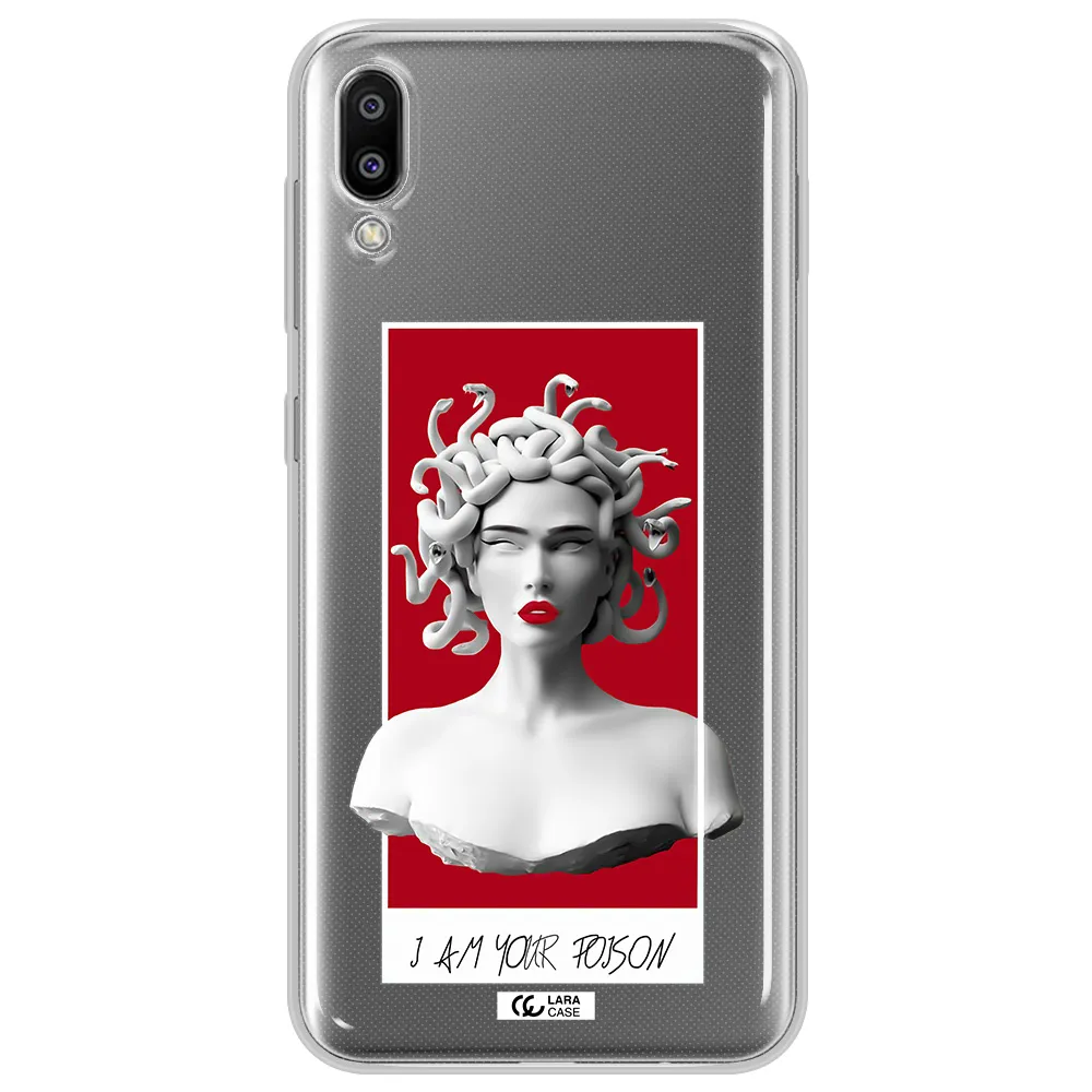 a statue of a woman with snakes on her head Samsung M10 Clear TPU Case