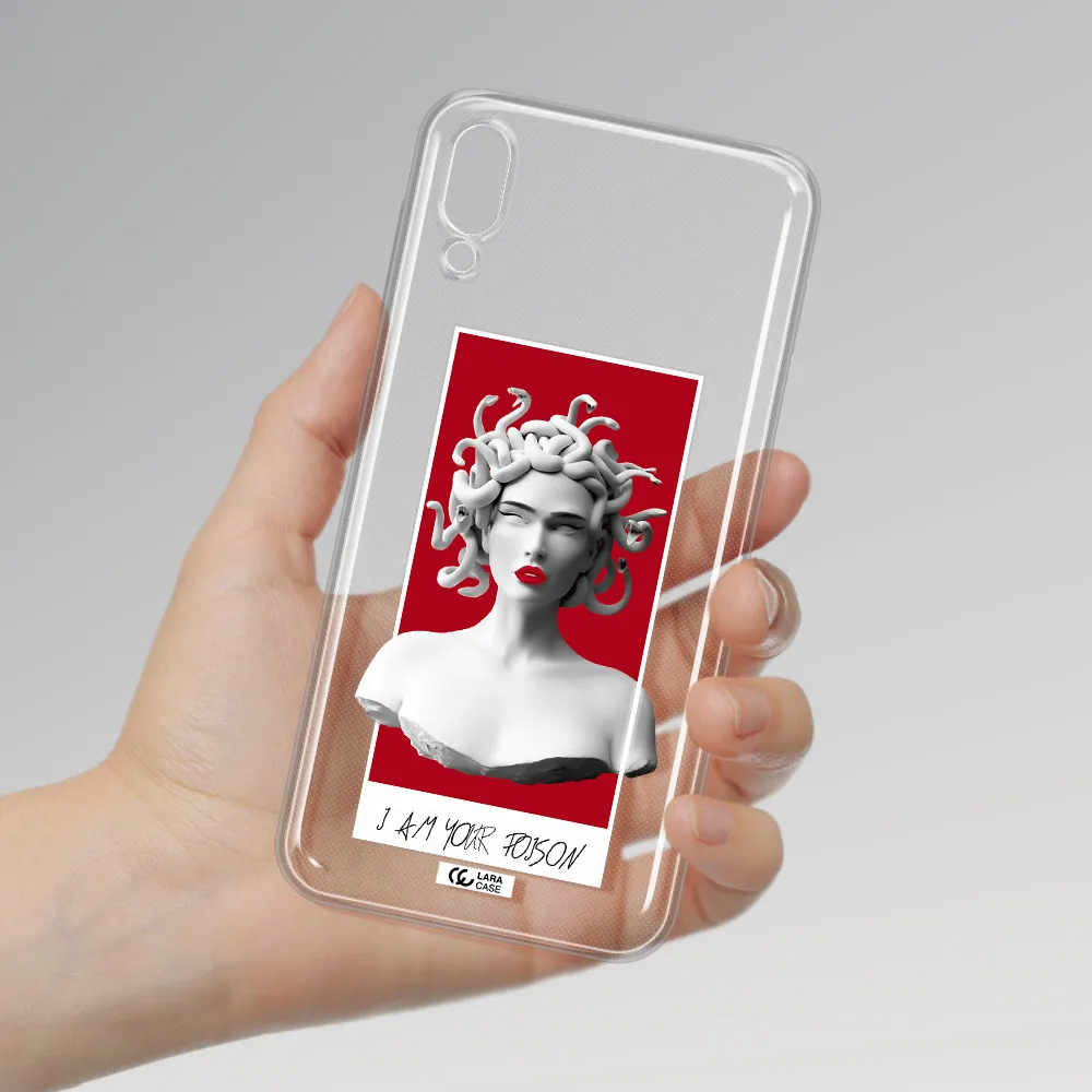 a statue of a woman with snakes on her head Samsung M10 Clear TPU Case