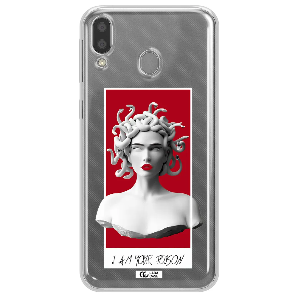 a statue of a woman with snakes on her head Samsung M20 Clear TPU Case