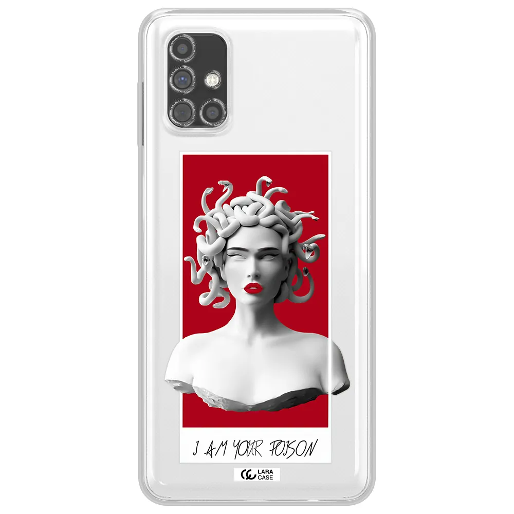 a statue of a woman with snakes on her head Samsung M31S Clear TPU Case