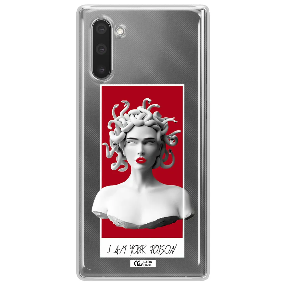 a statue of a woman with snakes on her head Samsung Note 10 Clear TPU Case
