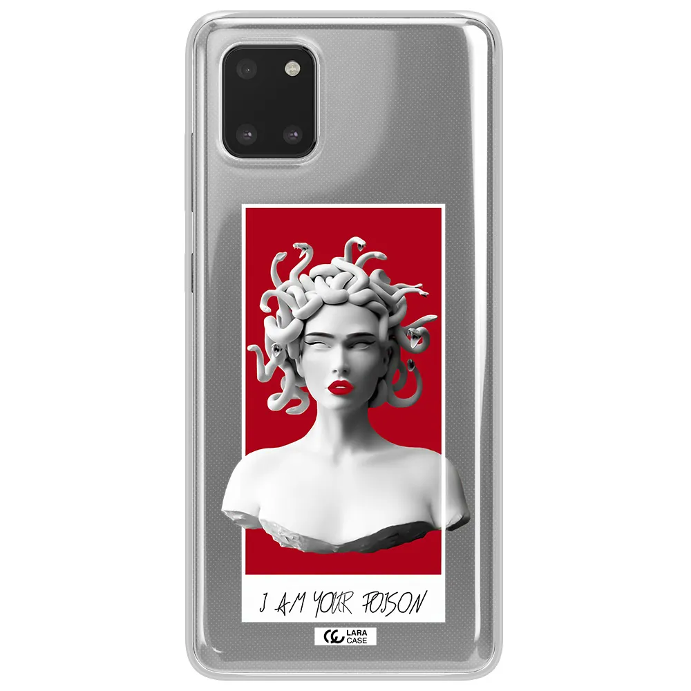 a statue of a woman with snakes on her head Samsung Note 10 Lite Clear TPU Case