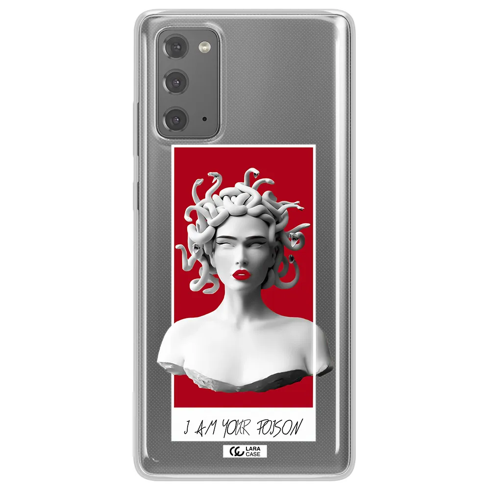 a statue of a woman with snakes on her head Samsung Note 20 Clear TPU Case