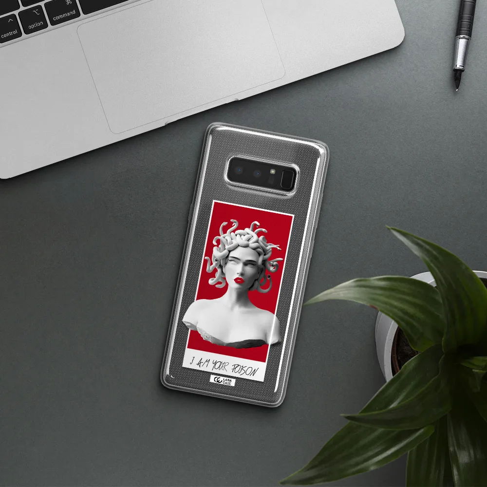 a statue of a woman with snakes on her head Samsung Note 8 Clear TPU Case