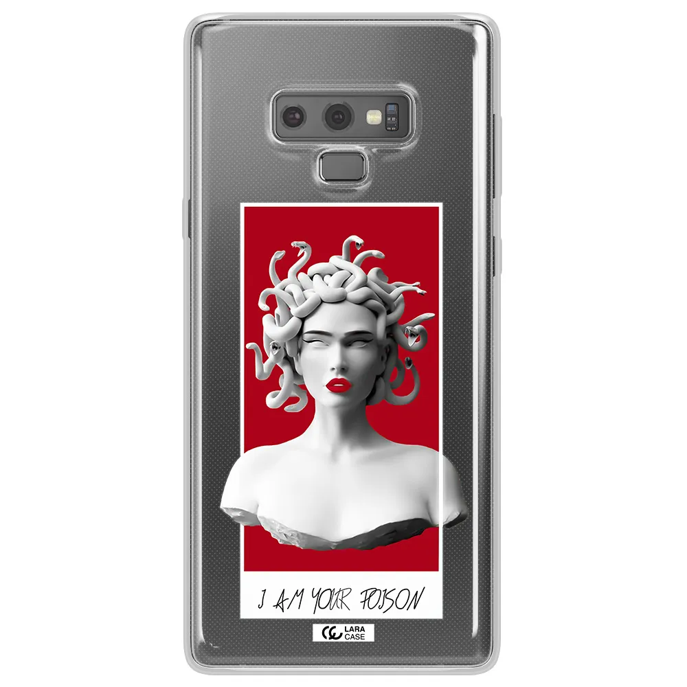 a statue of a woman with snakes on her head Samsung Note 9 Clear TPU Case