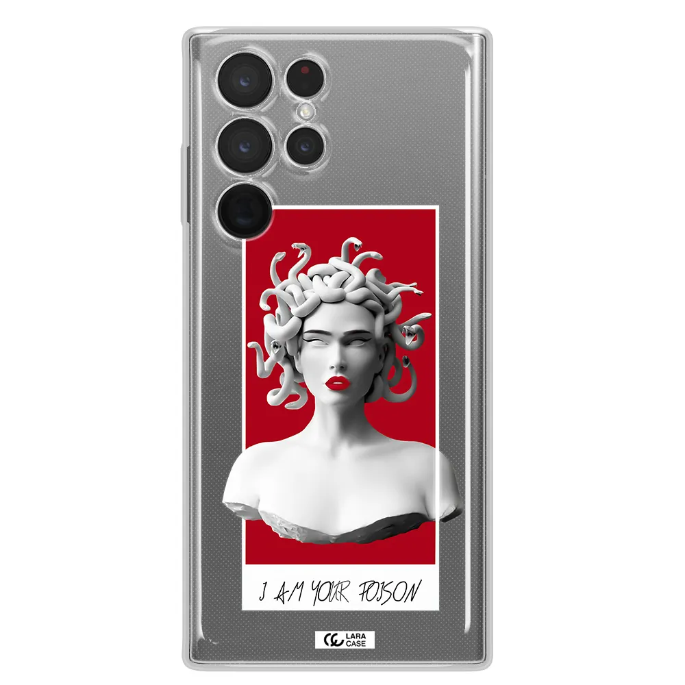 a statue of a woman with snakes on her head Samsung S 22 Ultra Clear TPU Case