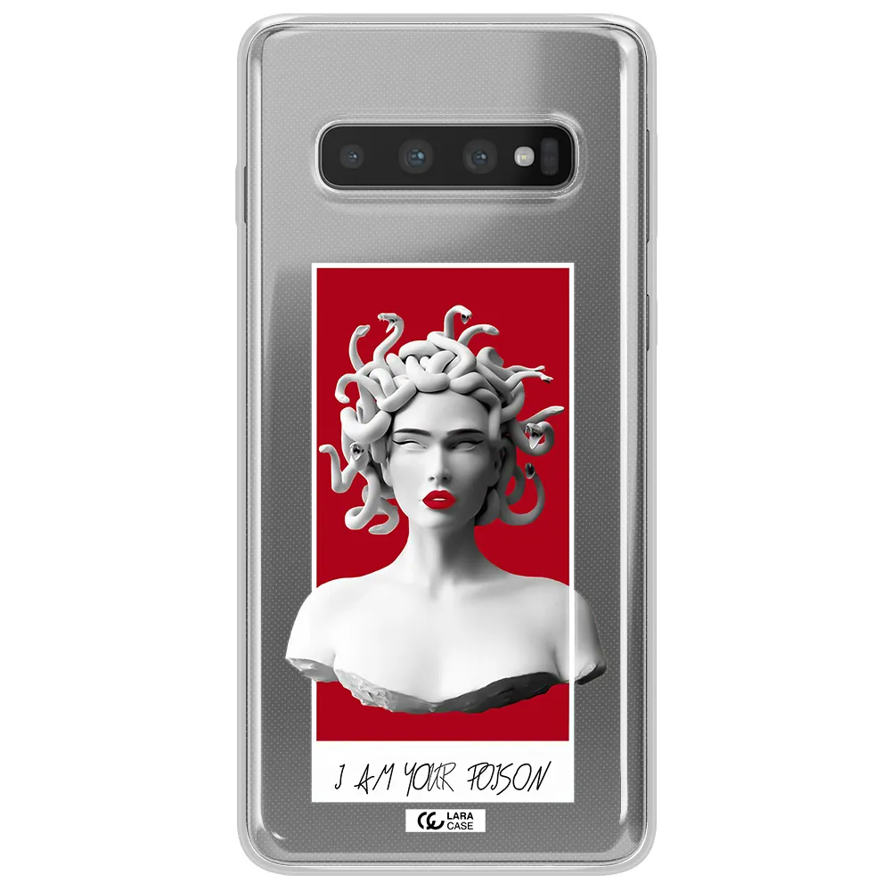 a statue of a woman with snakes on her head Samsung S10 Plus Clear TPU Case