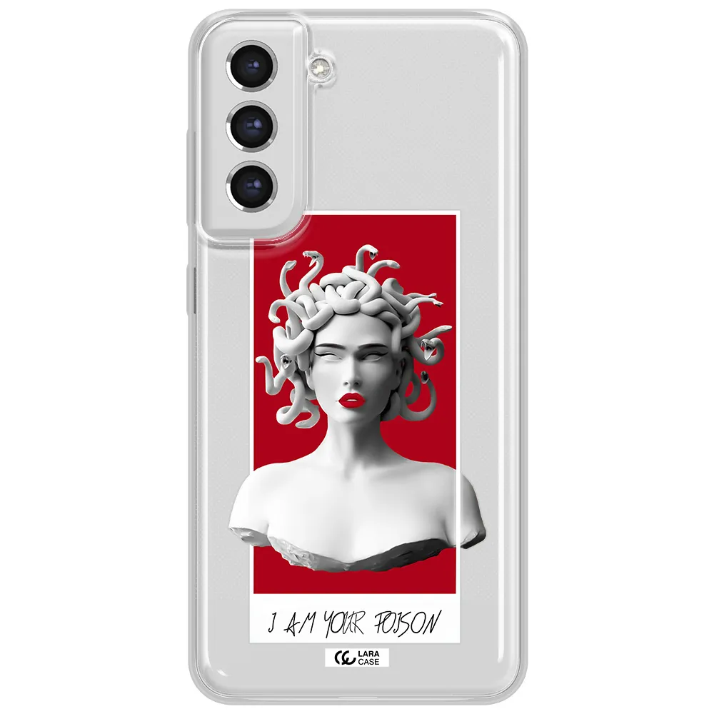 A Statue Of A Woman With Snakes On Her Head Samsung S21 Fe Clear Tpu Case
