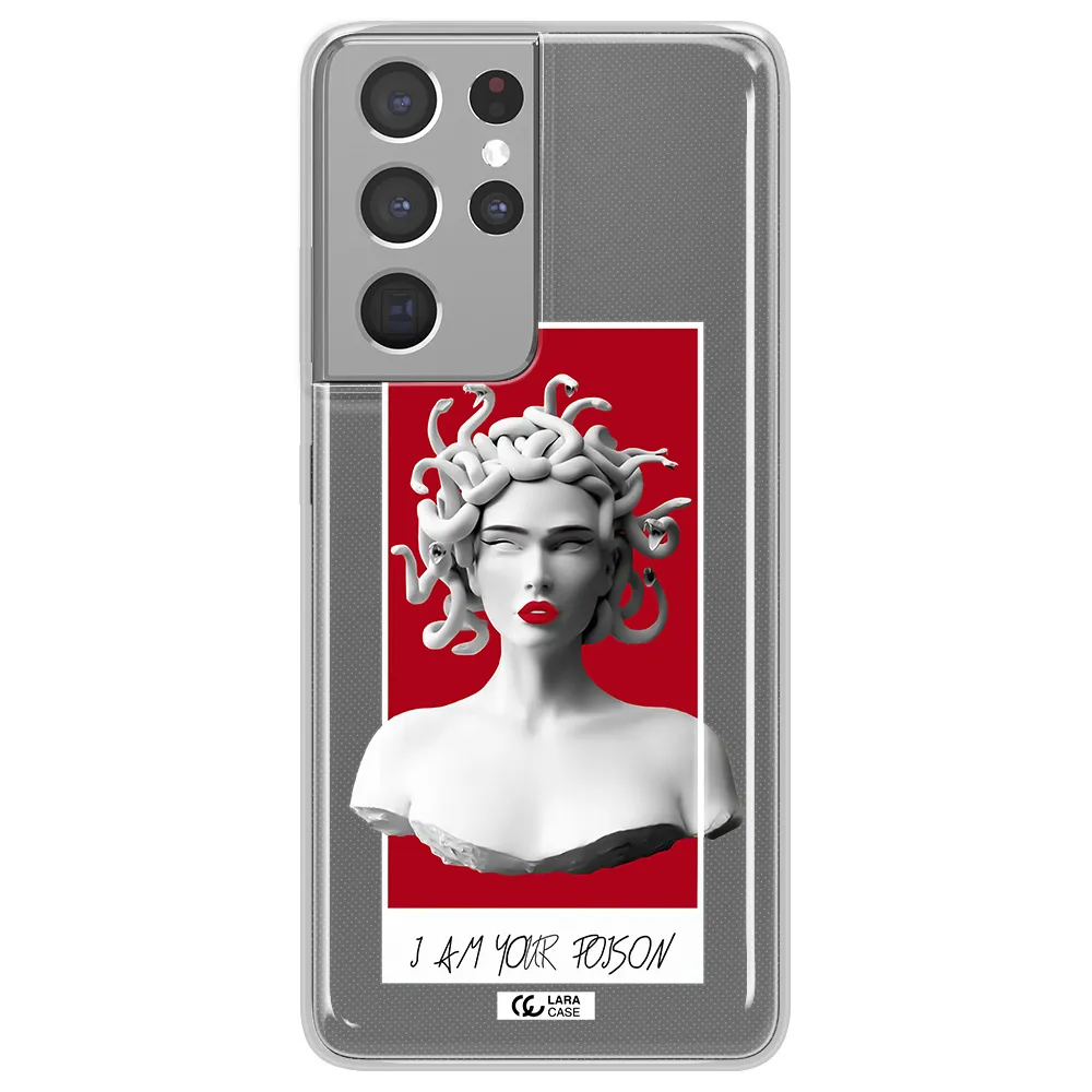 a statue of a woman with snakes on her head Samsung S21 Ultra Clear TPU Case