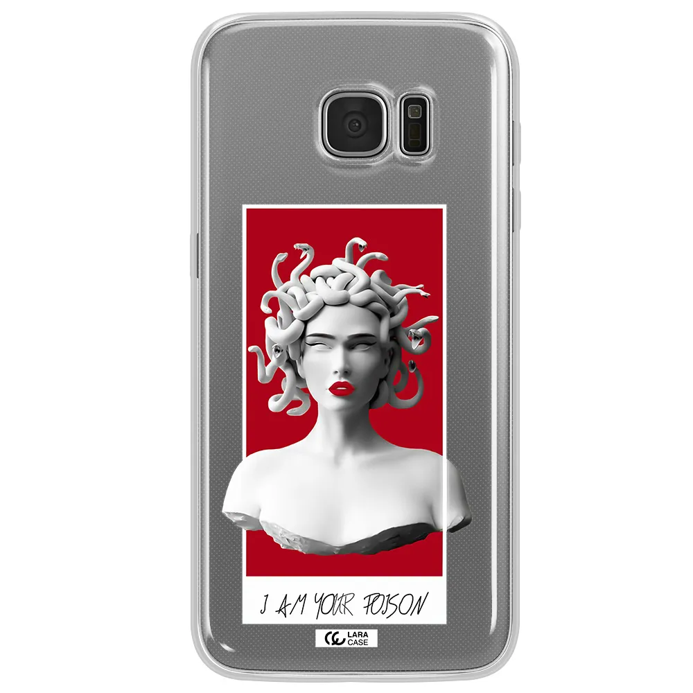 a statue of a woman with snakes on her head Samsung S7 Edge Clear TPU Case
