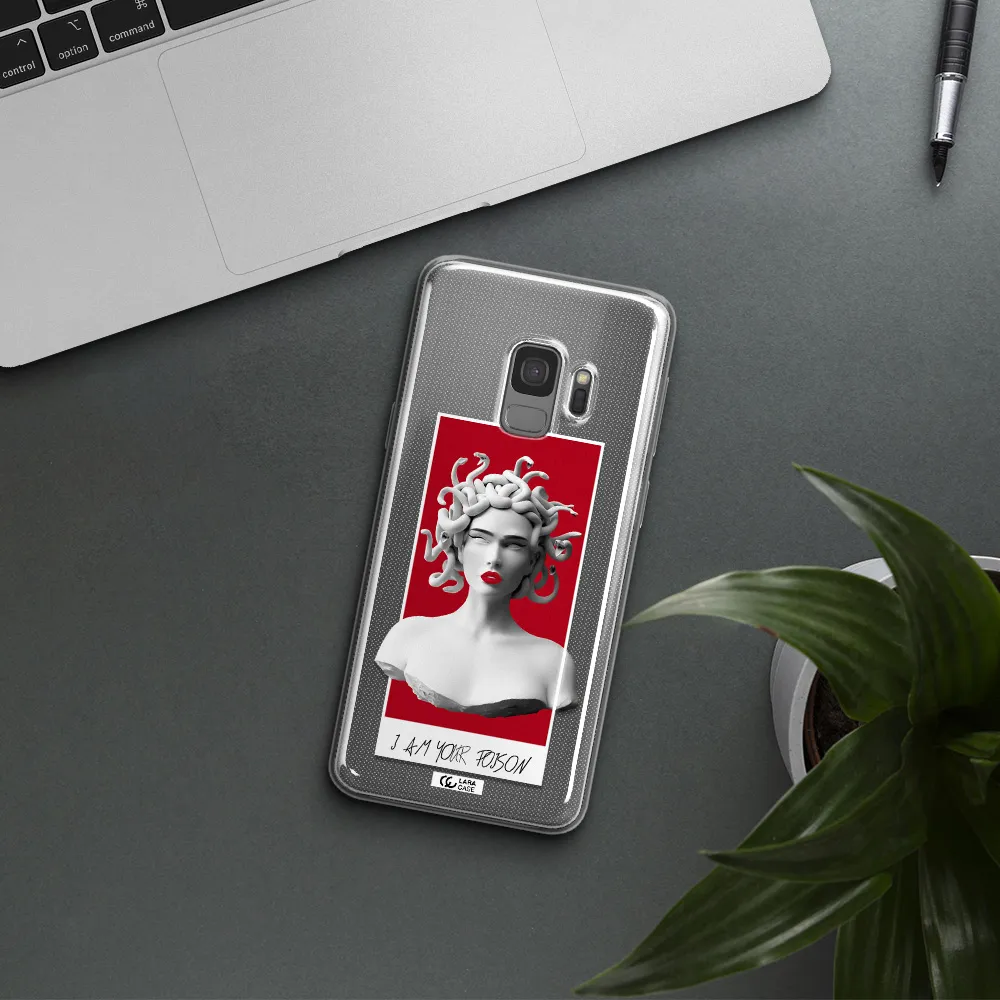 a statue of a woman with snakes on her head Samsung S9 Clear TPU Case