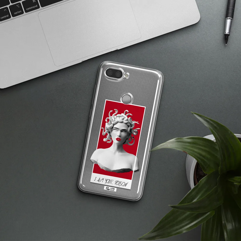 a statue of a woman with snakes on her head Xiaomi Mi 8 Lite Clear TPU Case