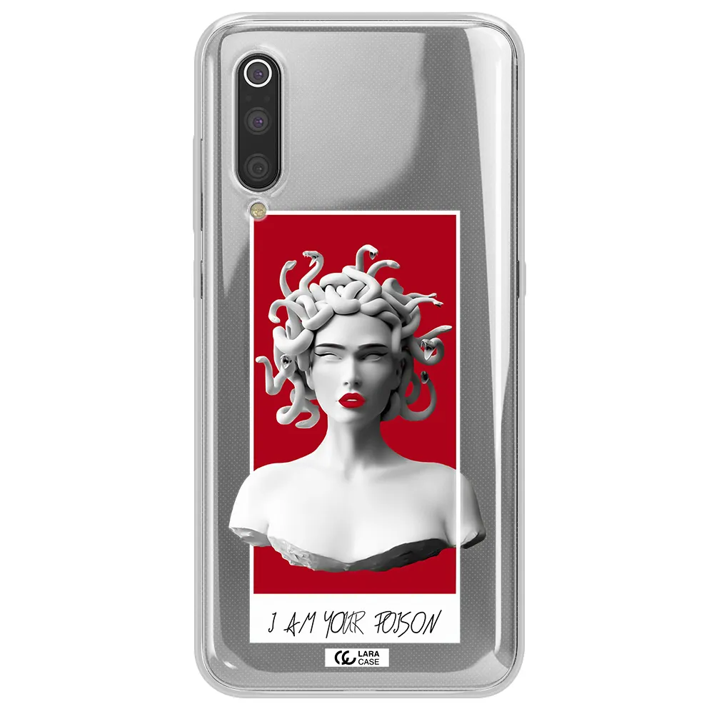 a statue of a woman with snakes on her head Xiaomi Mi 9 Clear TPU Case