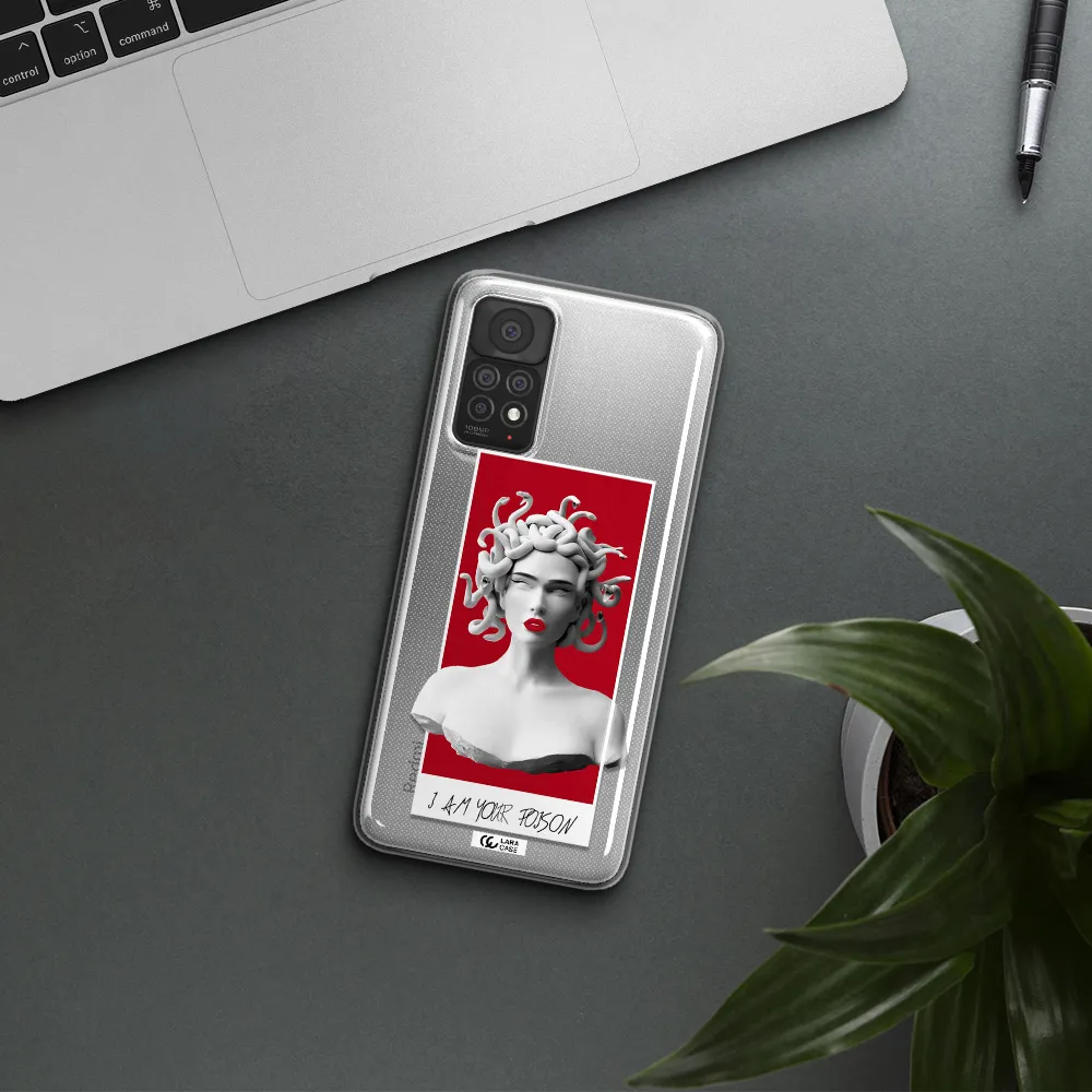 a statue of a woman with snakes on her head Xiaomi Note 11 Pro Clear TPU Case