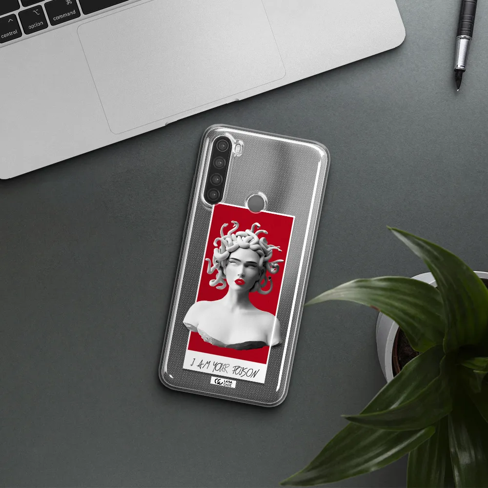 a statue of a woman with snakes on her head Xiaomi Note 8 Clear TPU Case