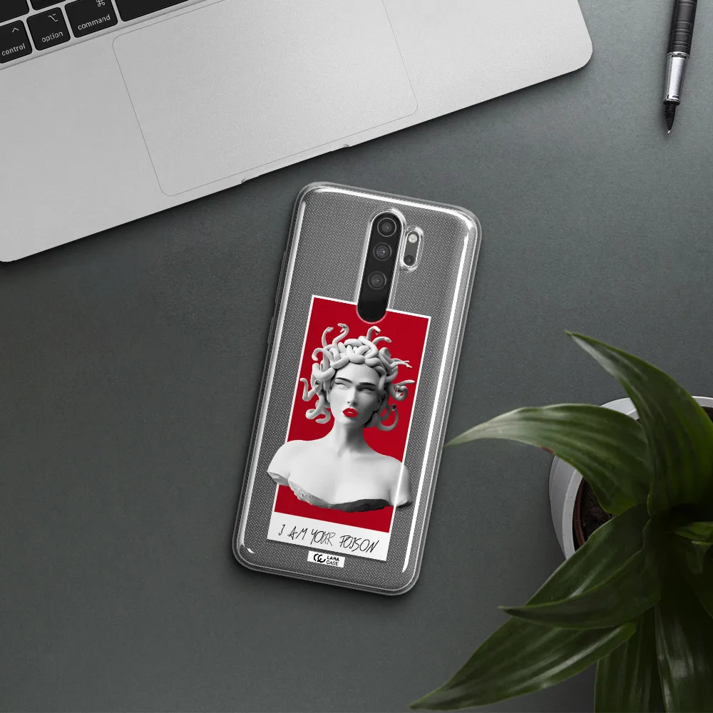 a statue of a woman with snakes on her head Xiaomi Note 8 Pro Clear TPU Case