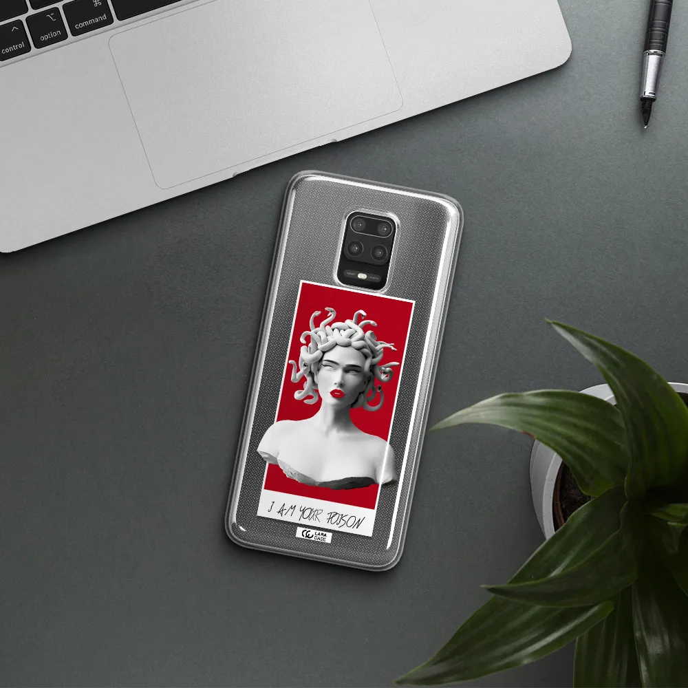 a statue of a woman with snakes on her head Xiaomi Note 9S Clear TPU Case