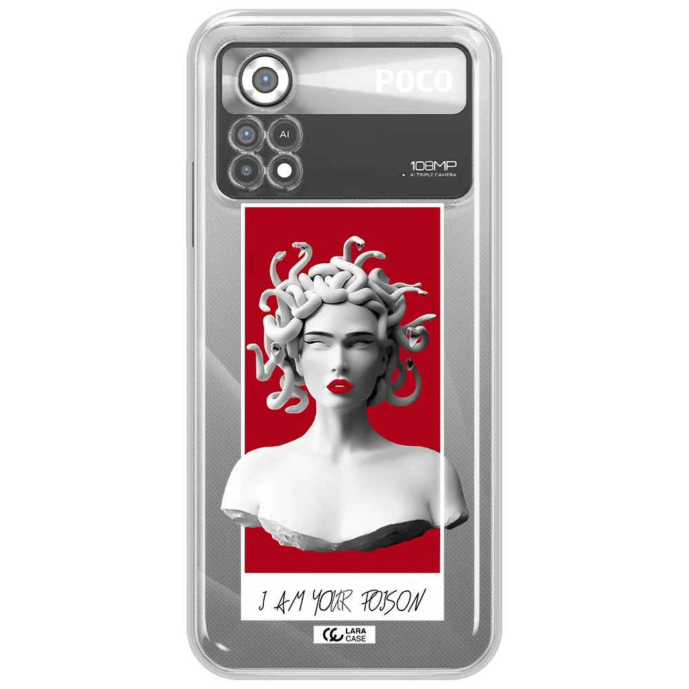 a statue of a woman with snakes on her head Xiaomi Poco X4 Pro Clear TPU Case